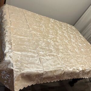 Vintage Gold and White Floral Tablecloth